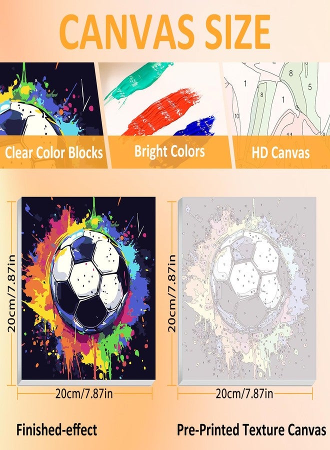 Mandun Paint by Numbers Kit for Kids with Frame, Soccer Paint by Numbers for Kids Ages 4-8-12, DIY Soccer Acrylic Oil Painting for Home Wall Art Decor Gift 7.8x7.8 inch (with Frame Easel) - Image 2